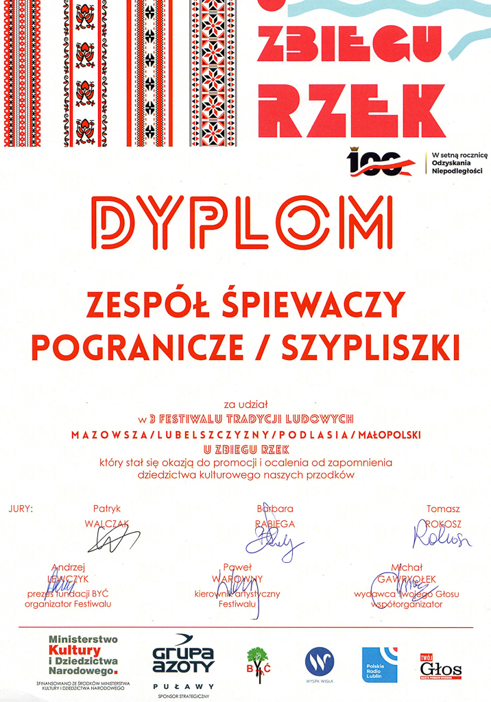 III Festiwal Tradycji Ludowych „U
                            zbiegu rzek” w Stycy woj. lubelskie 6-8
                            lipca 2018