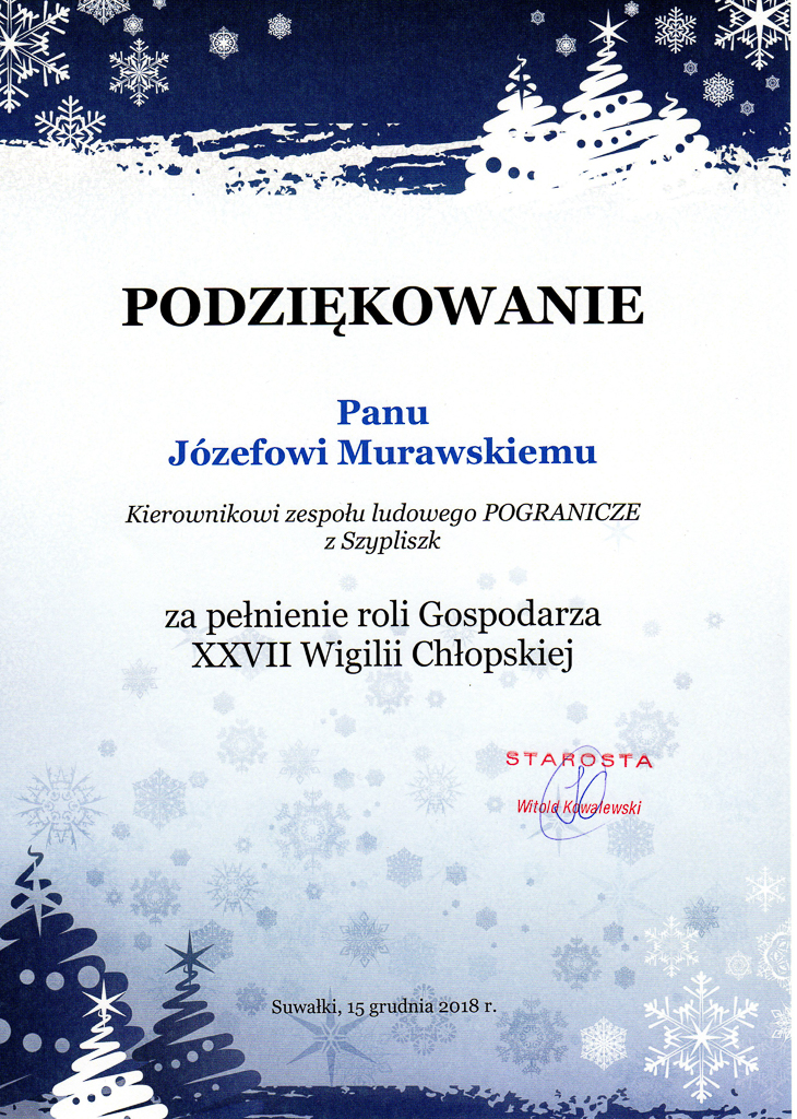 XXVII Wigilia
                            Chopska 2018