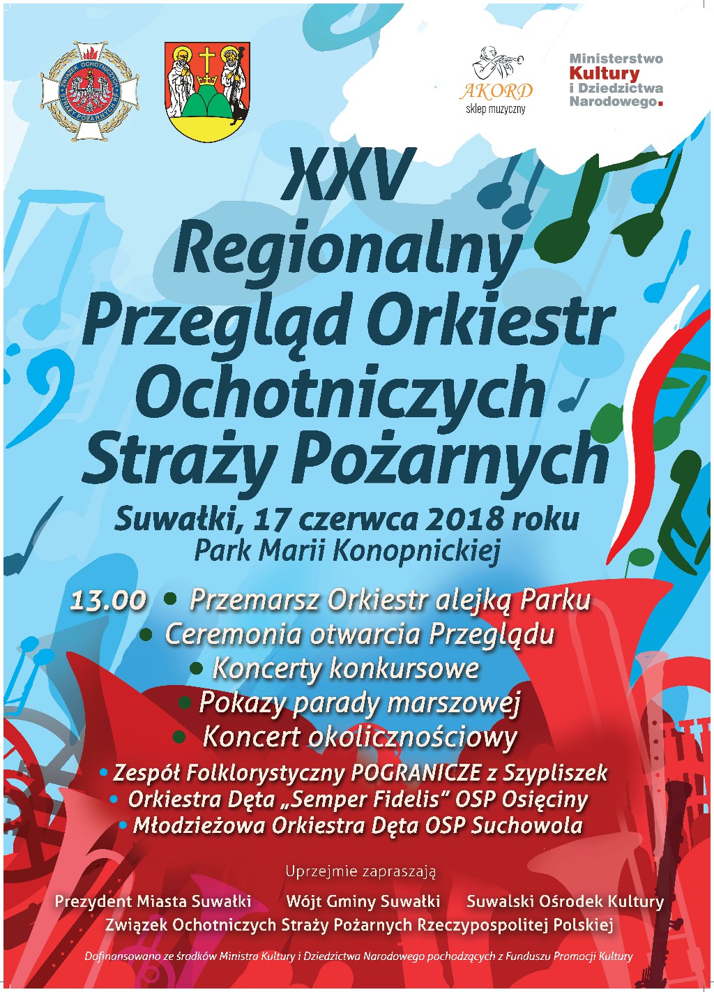 XXV Regionalny Przegld Orkiestr
                            Ochotniczych Stray Poarnych w Suwakach 17
                            czerwca 2018