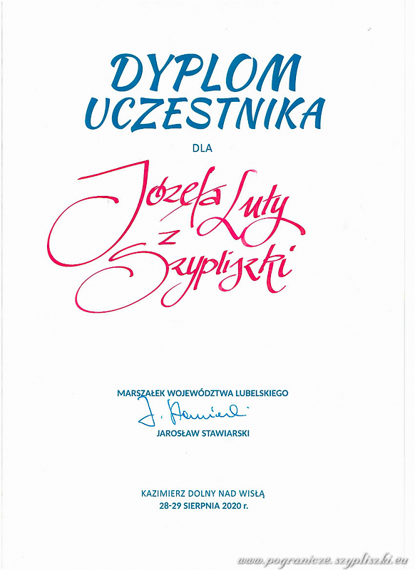 54 Ogólnopolski
Festiwal Kapel i ¦piewaków Ludowych w
Kazimierzu Dolnym 29 sierpnia 2020 r.